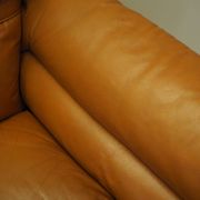 Orange leather sofa, Space Age design, 1960s, production: Italy