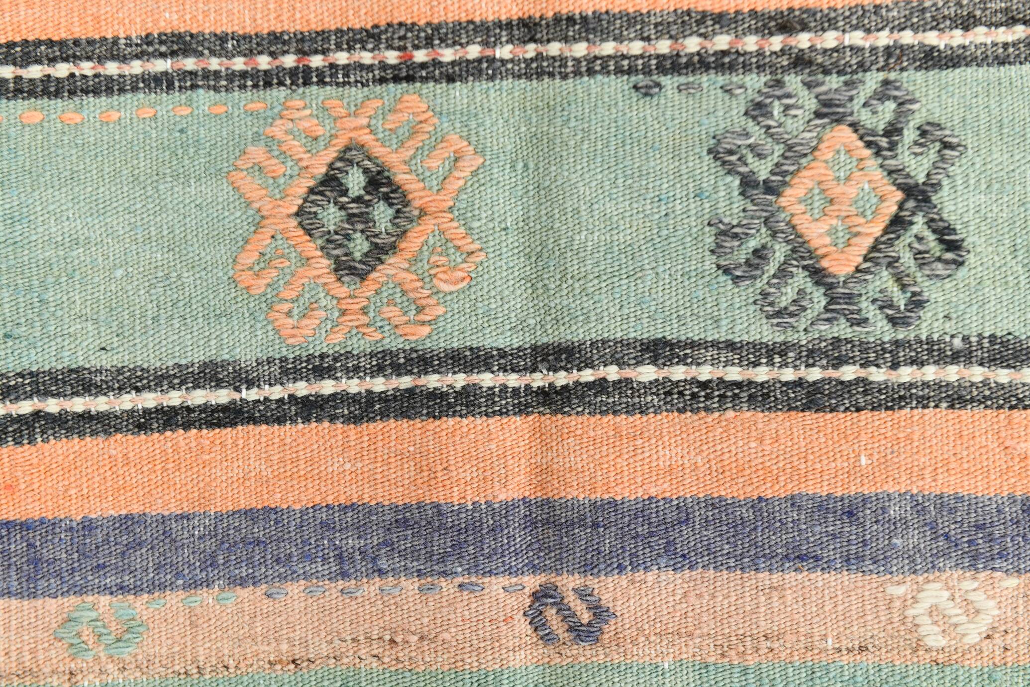 6x12 Pale Orange Green Handmade Vintage Rug, 174x359Cm
