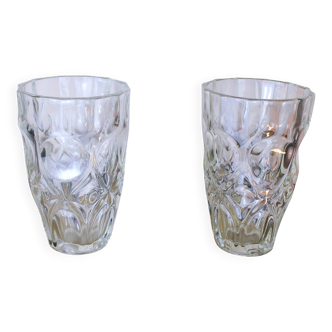 Paire de vase cristal taillé, France 1970's