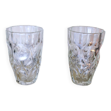 Pair of cut crystal vases, France 1970s