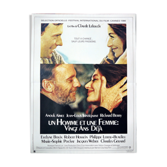 Original movie poster "A man and a woman 20 years already" Claude Lelouch