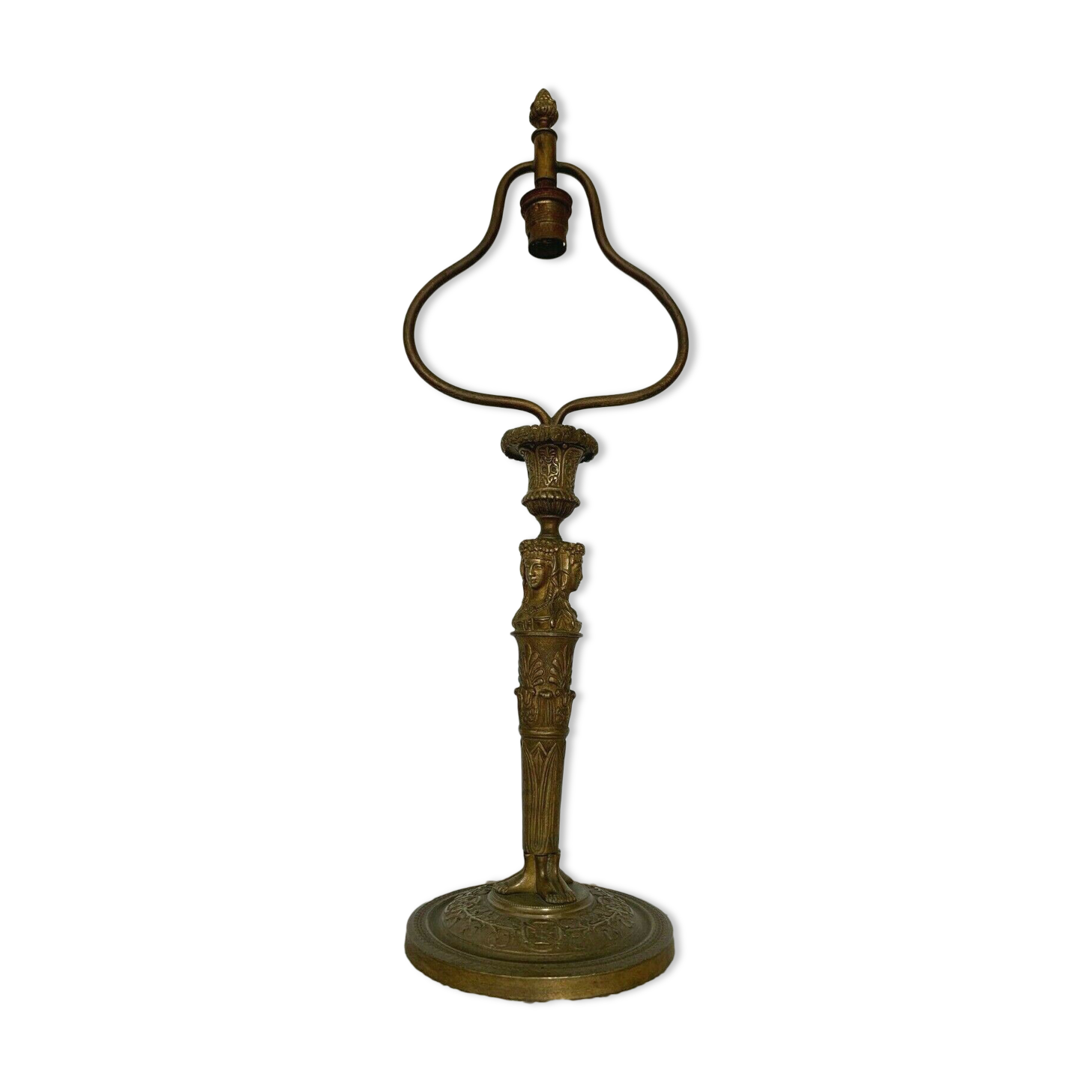 Louis XVI style lamp foot in chise bronze Caryatid decoration XX century