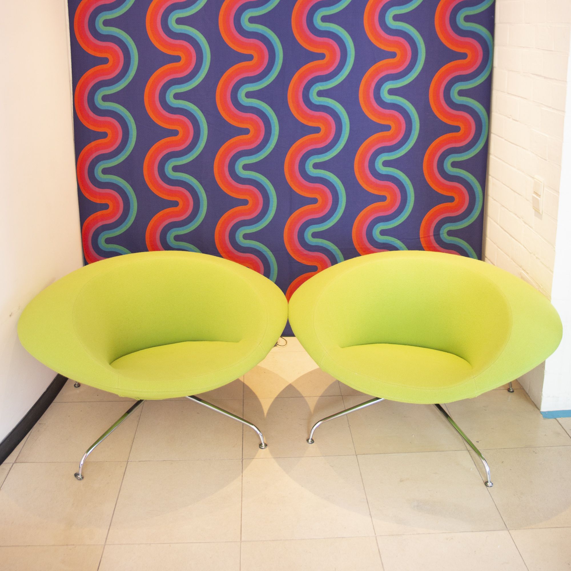 Set of 2 Green Kirk lounge chair by René Holten for Artifort, 1990