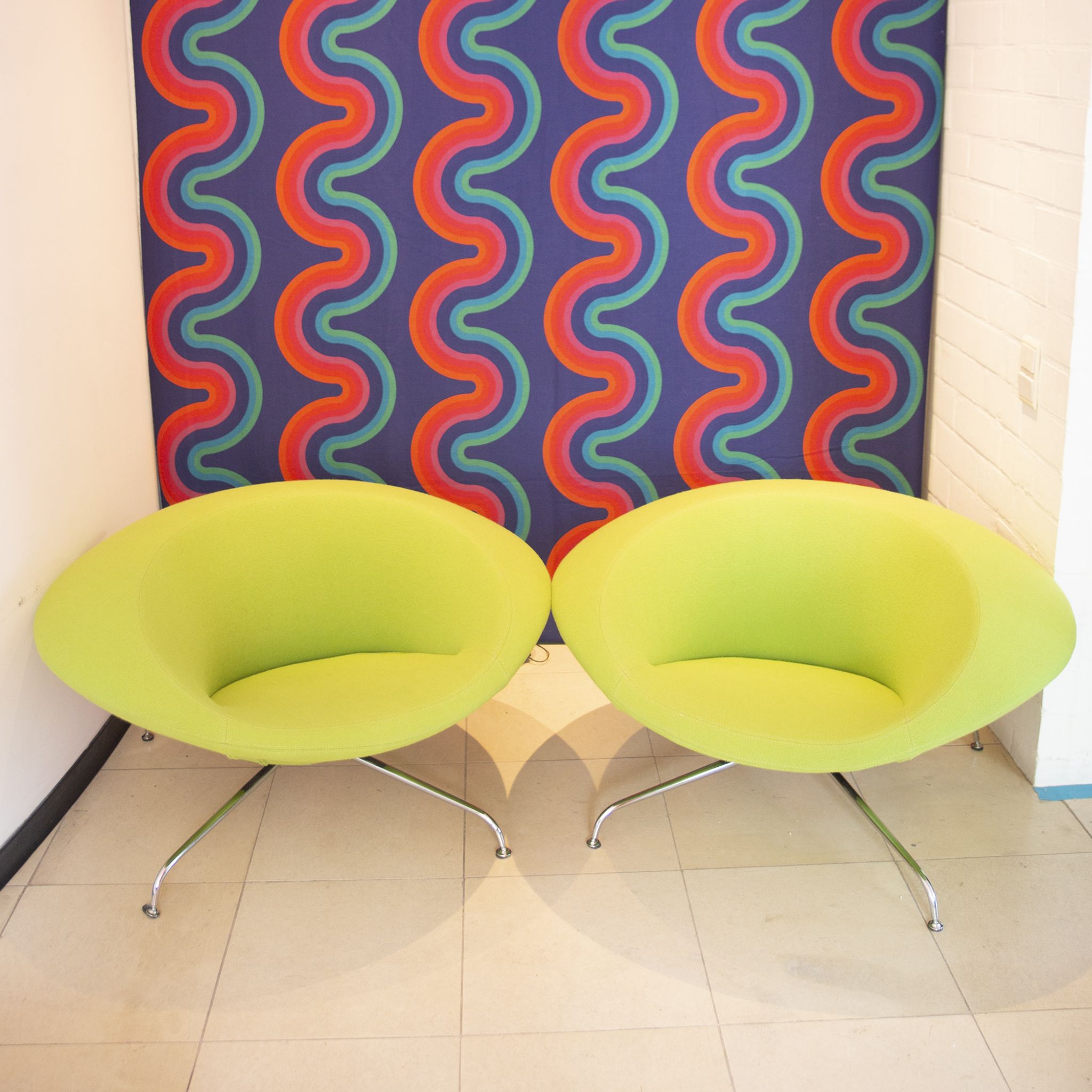 Set of 2 Green Kirk lounge chair by René Holten for Artifort, 1990