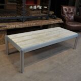 Aluminum and marble coffee table from the 1970s