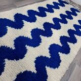 Tapis Bleu Ondulations Maroccain en laine 100cmx250cm