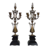 Paire de chandeliers, bronze et marbre noir d’époque Napoléon III