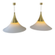 XL Pair of vintage pendants by Limburg, brass and opaline, Germany 1