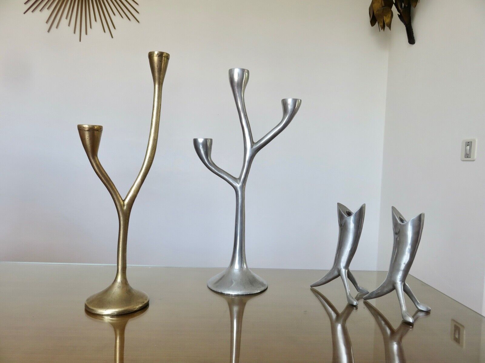 Modernist free-form candle holder in cast aluminum 1970