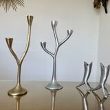 Modernist free-form candle holder in cast aluminum 1970