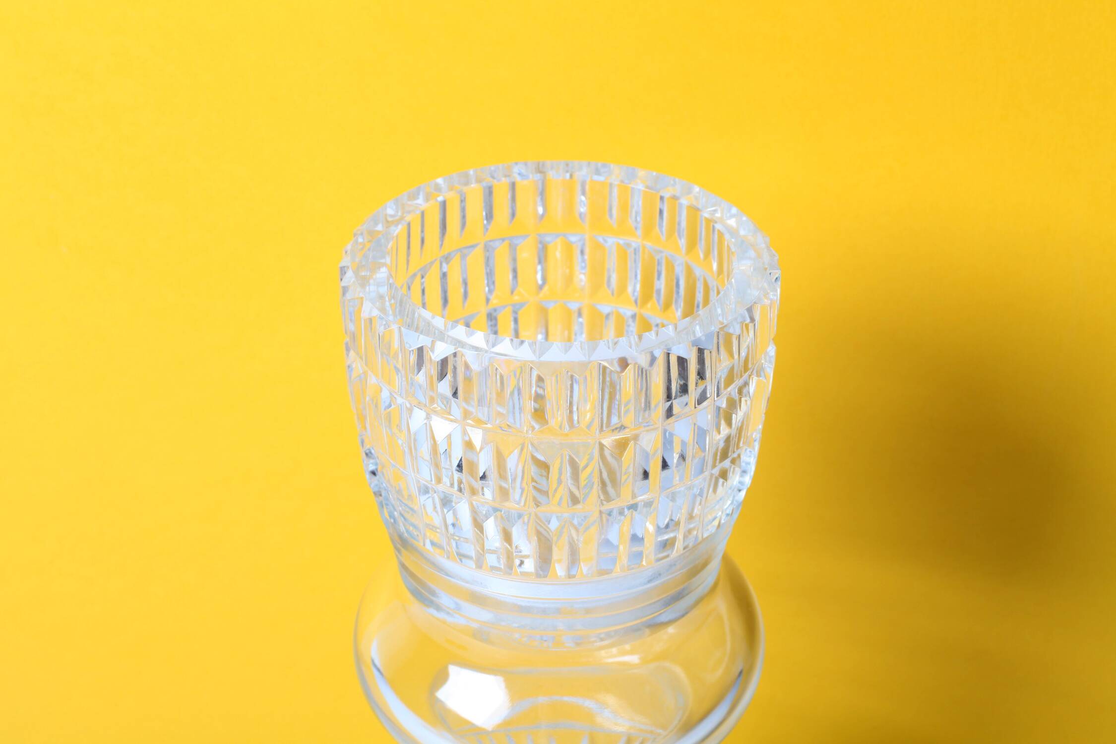 Mid-century Large Vase / Vintage Tall and Solid Clear Crystal Vase / 1960s