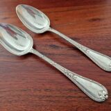 Christofle, Paris - Set of 2 table spoons - Crossed Ribbons model - in silver-plated metal
