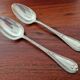Christofle, Paris - Set of 2 table spoons - Crossed Ribbons model - in silver-plated metal