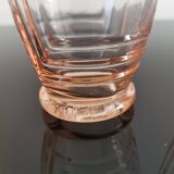 Set of 3 pink smoked glasses in chiseled glass from the 1950s