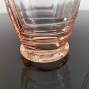 Set of 3 pink smoked glasses in chiseled glass from the 1950s