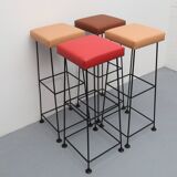 Ensemble de 4 tabourets de barre Wire années 1960