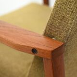 Pair of Danish teak armchairs with green upholstery