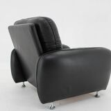 1970s Italian Armchair in Black Leather