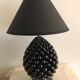 Black Italian ceramic pigna lamp 1970