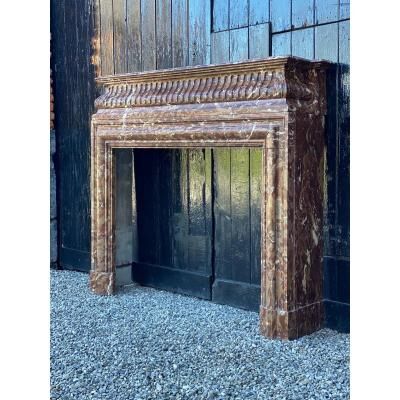 Louis XIV style fireplace in brown marble, 19th century