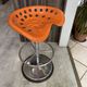 Orange tractor stool, pivoting adjustable mower, Fermigier Mirima 70.