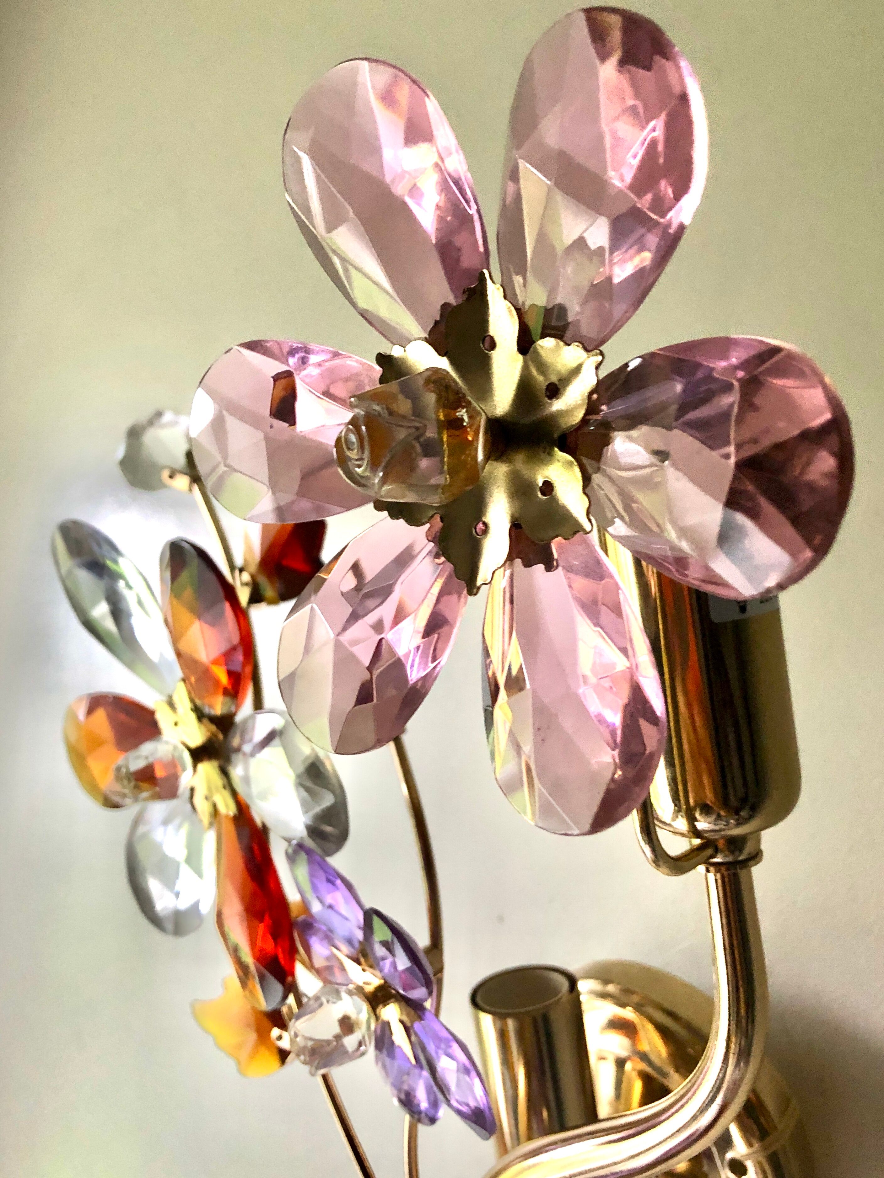 Large wall lamp flowers glass Murano 1970