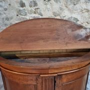 Antique demi-lune cabinet in walnut, late 18th century, French château.