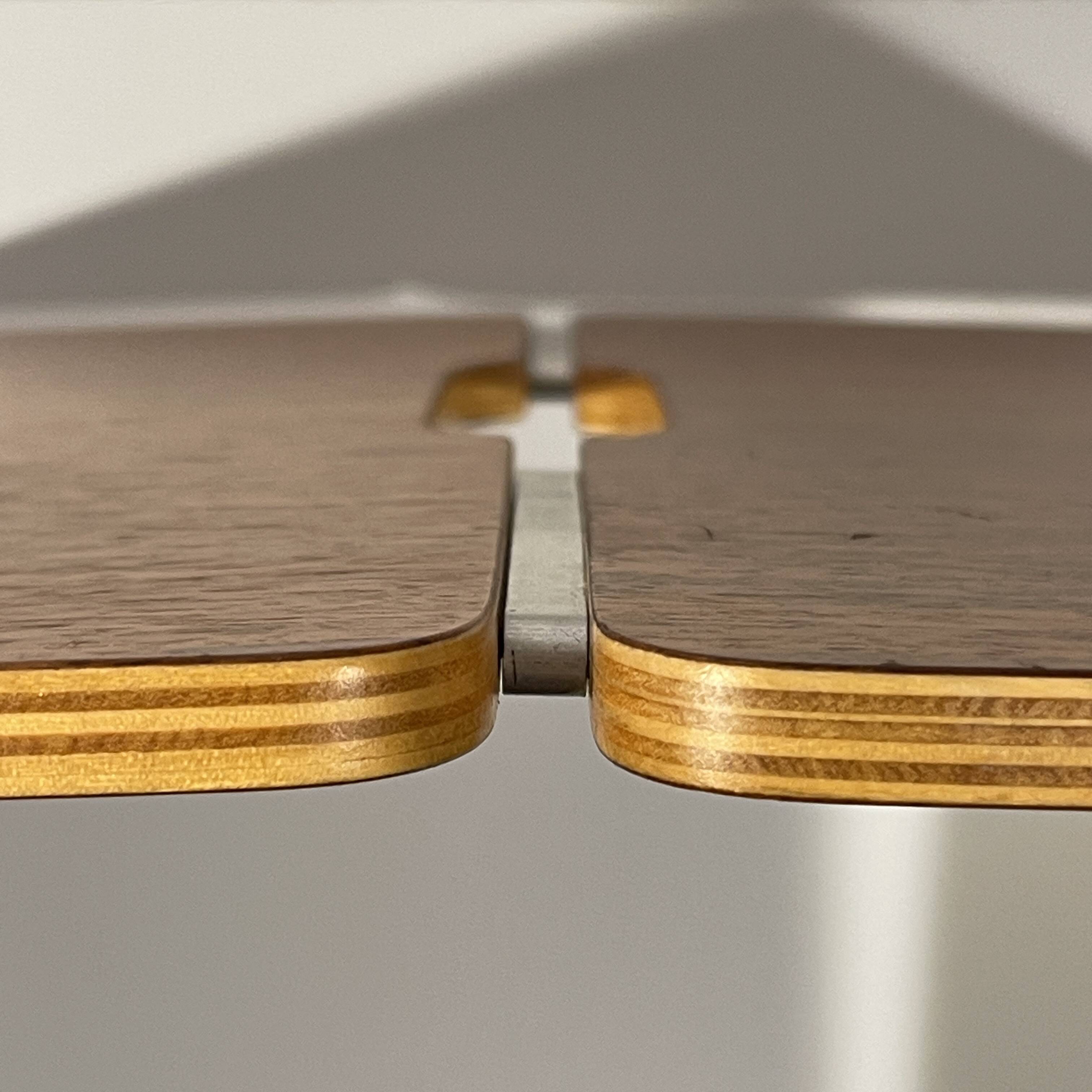 Pair of stools / side tables, rosewood aluminum, multi-plex wood