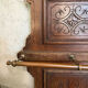 Antique oak carved coat stand, mirror and umbrella stand — late 19th century