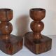 Pair of old brutalist turned solid wood candlesticks