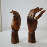 Pair of articulated wooden hands