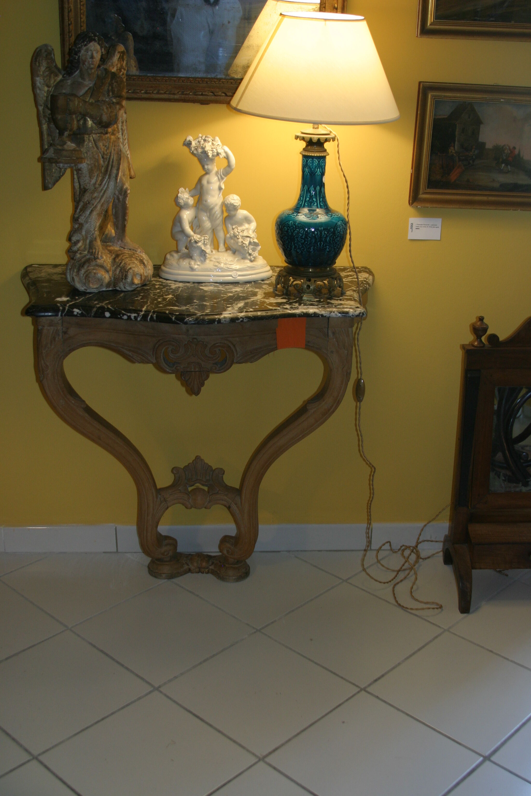 Marble and wood support console