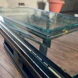Pierre Vandel trundle coffee tables in lacquered metal and glass