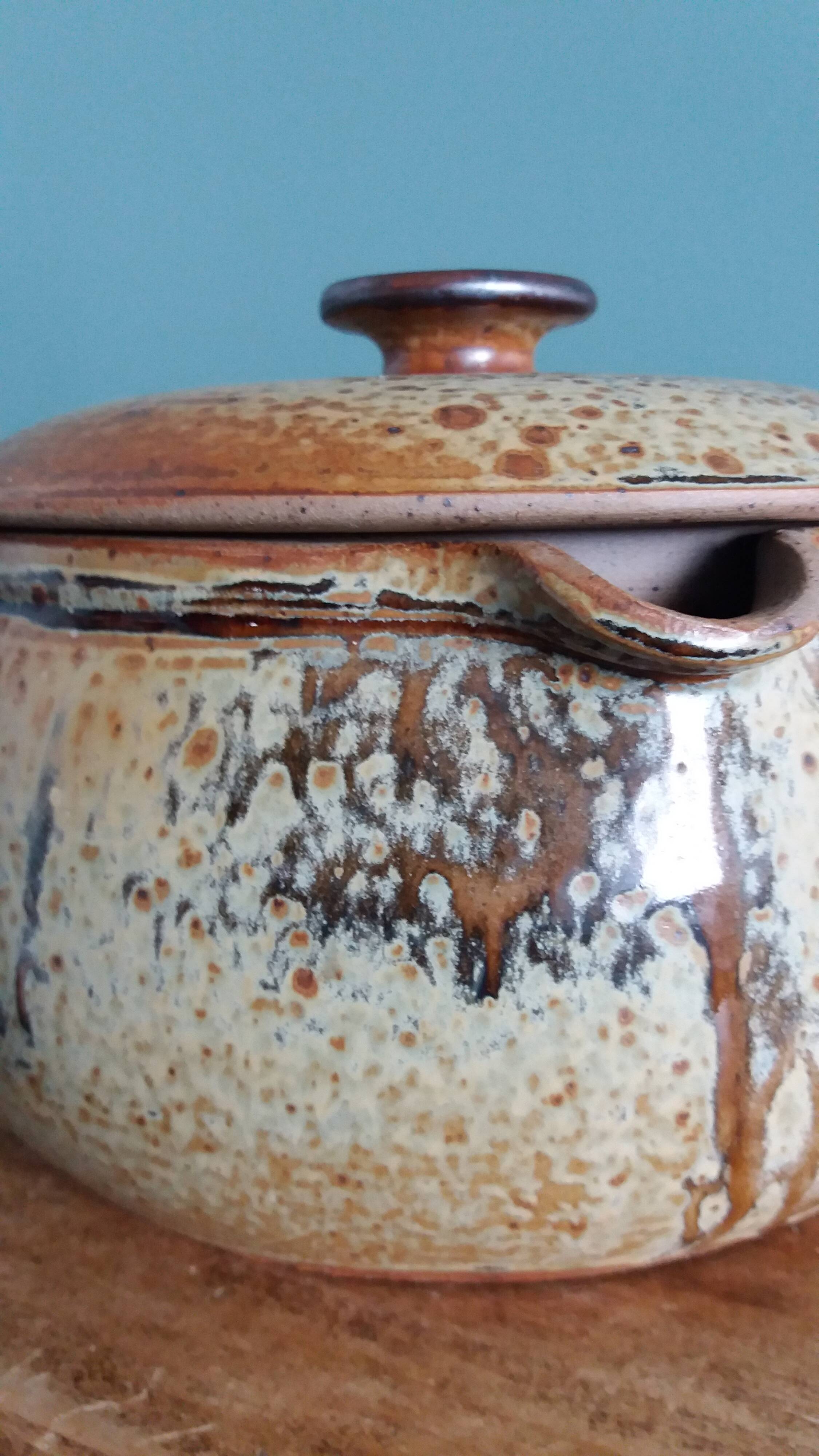 Large stoneware tureen/caquell from Puisaye, signed Jean-Pierre Prud'homme