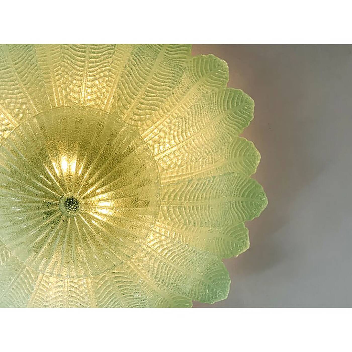 Lot of 2 Mid-Century Modern Style Venetian Green “Leafs” Murano Style Glass