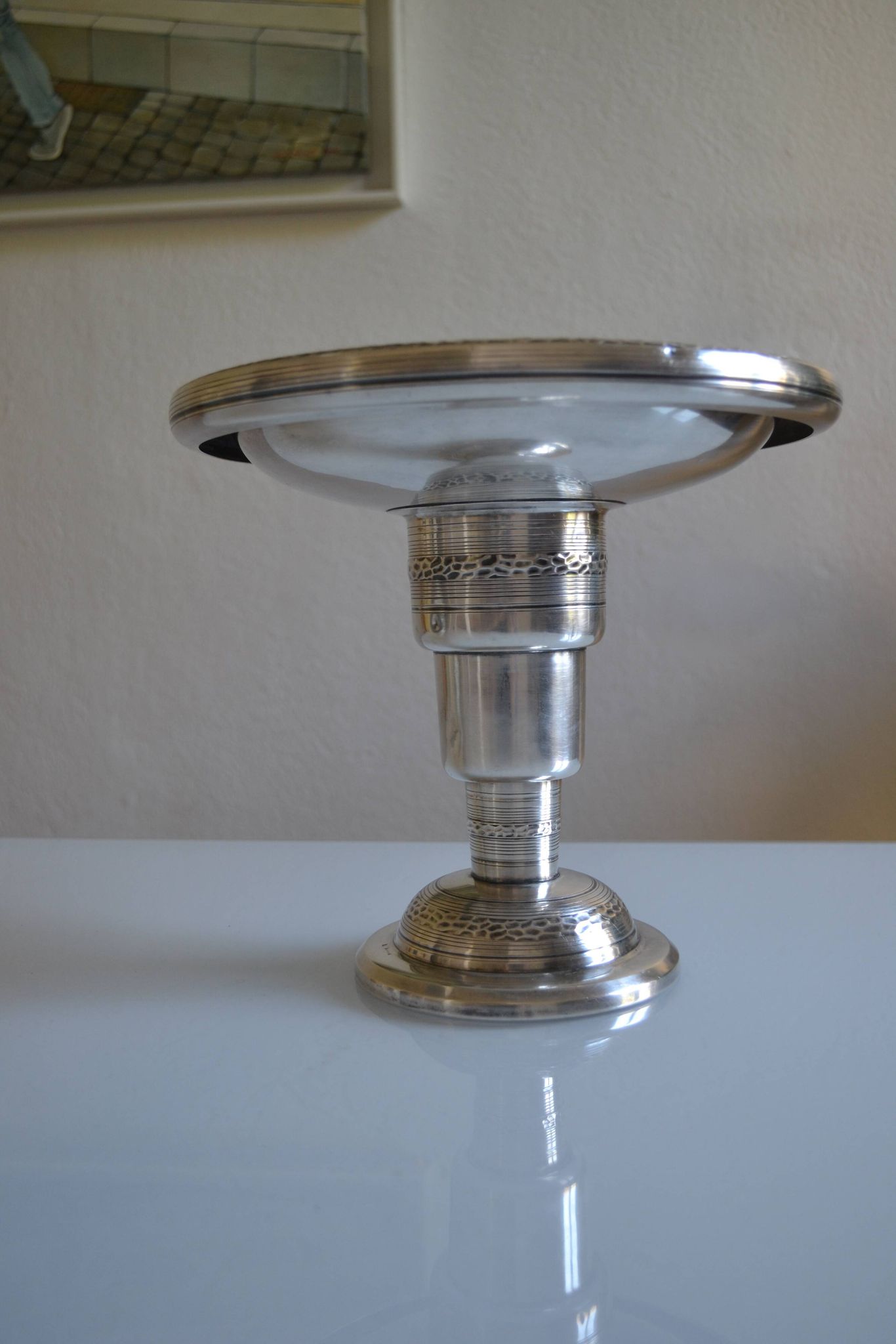 coupe centre de table art déco métal argenté 1930