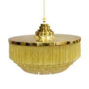Hans-Agne Jakobsson T-603 pendant lamp in brass with yellow fringes.
