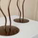 Dark Bronze Metal Candlesticks, Zigzag Postmodern Memphis Style, 2-Piece Set, Italy 1990s