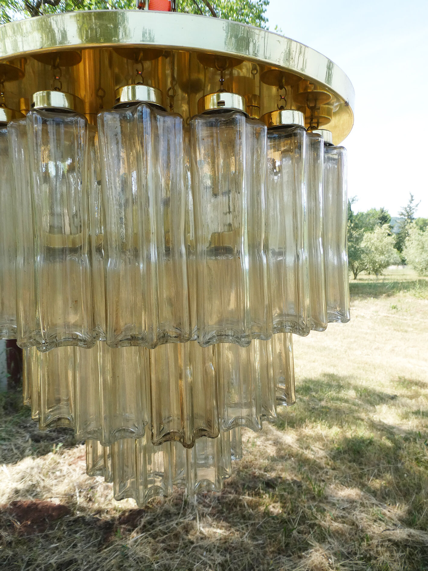 Design chandelier by Glashütte Limburg from 1960