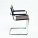 Chaise Bauhaus Mart Stam Marcel Breuer en cuir noir, Fasem 1980s