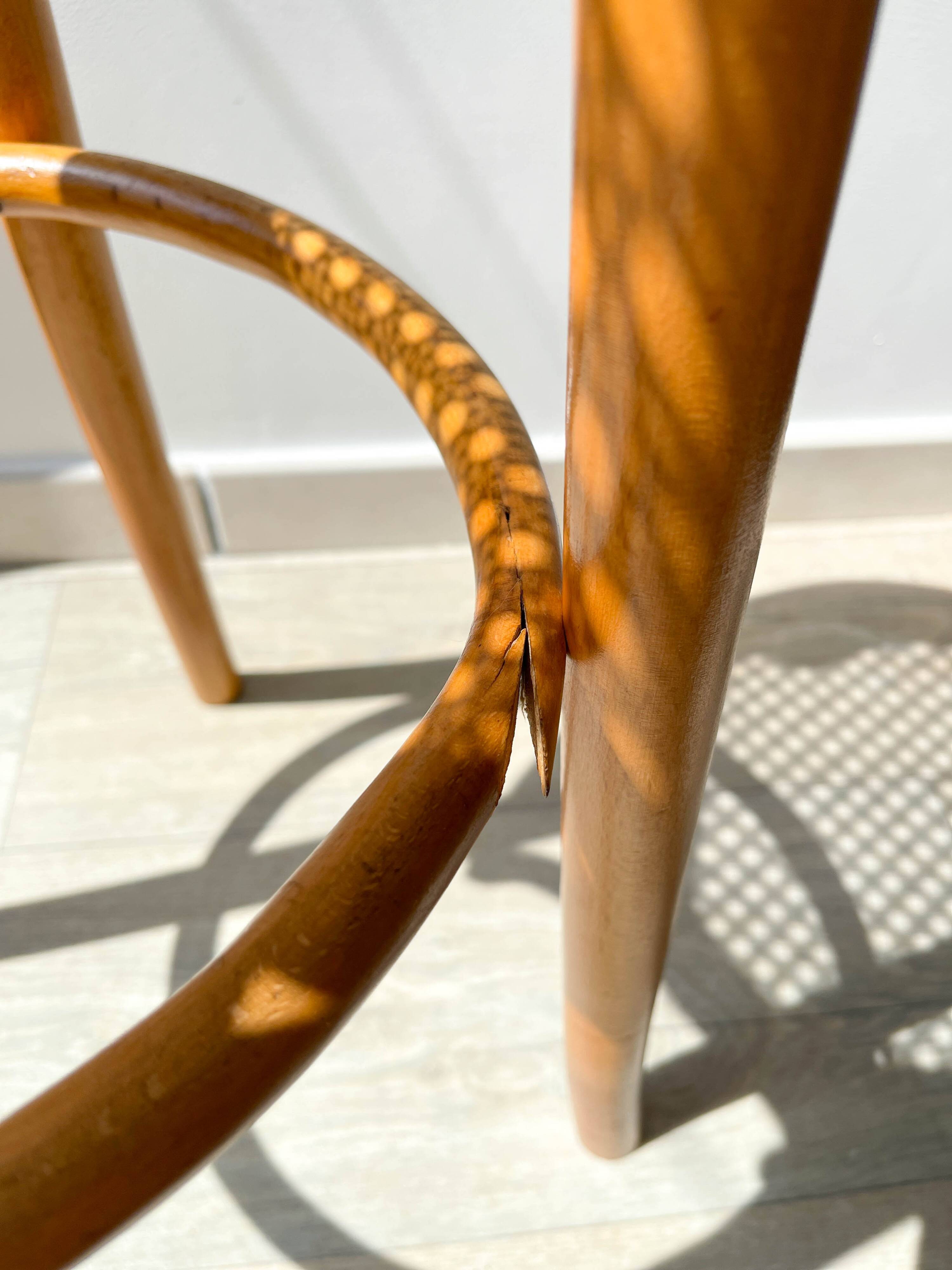 Bentwood and canework bar stool, 1950s