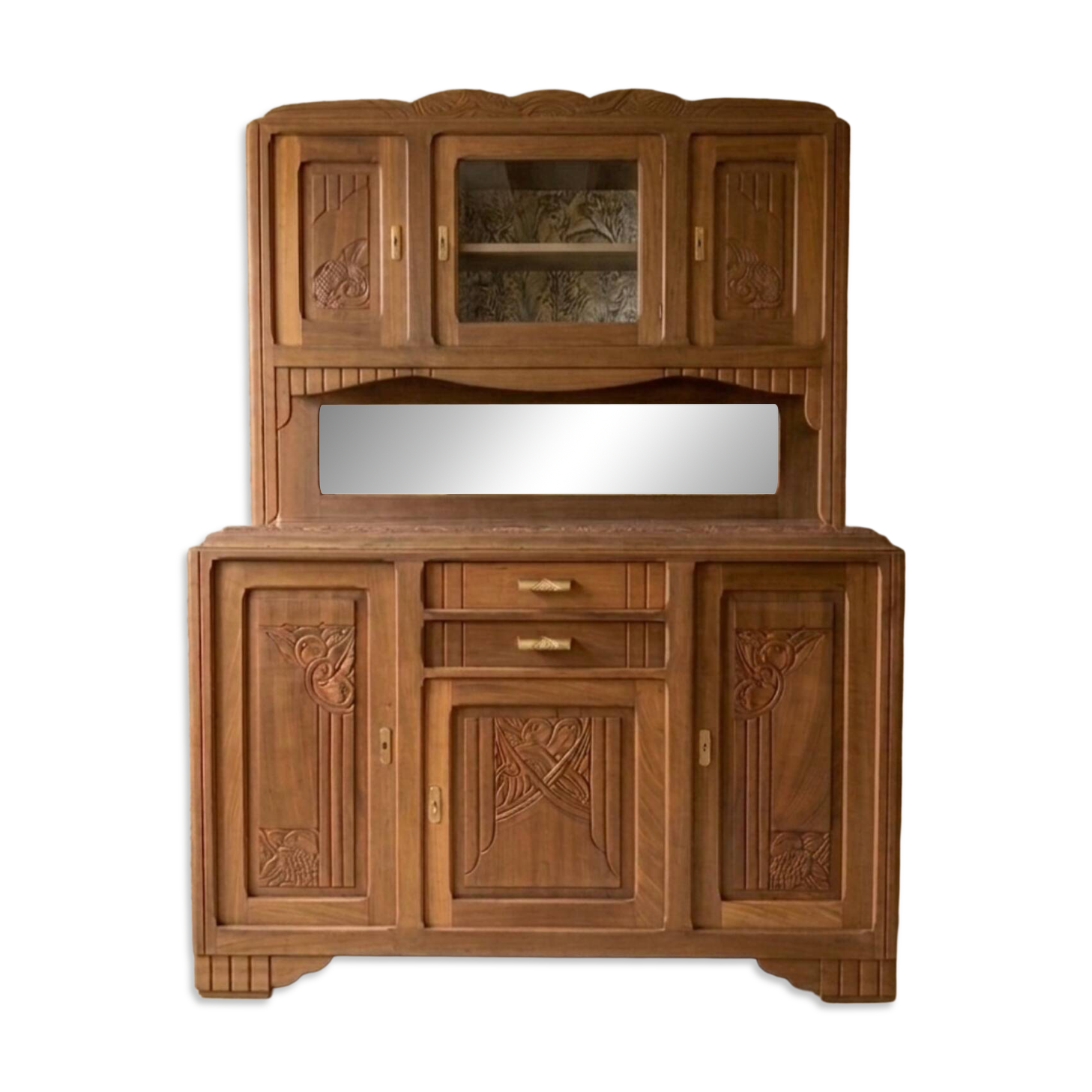 Buffet art déco en noyer massif