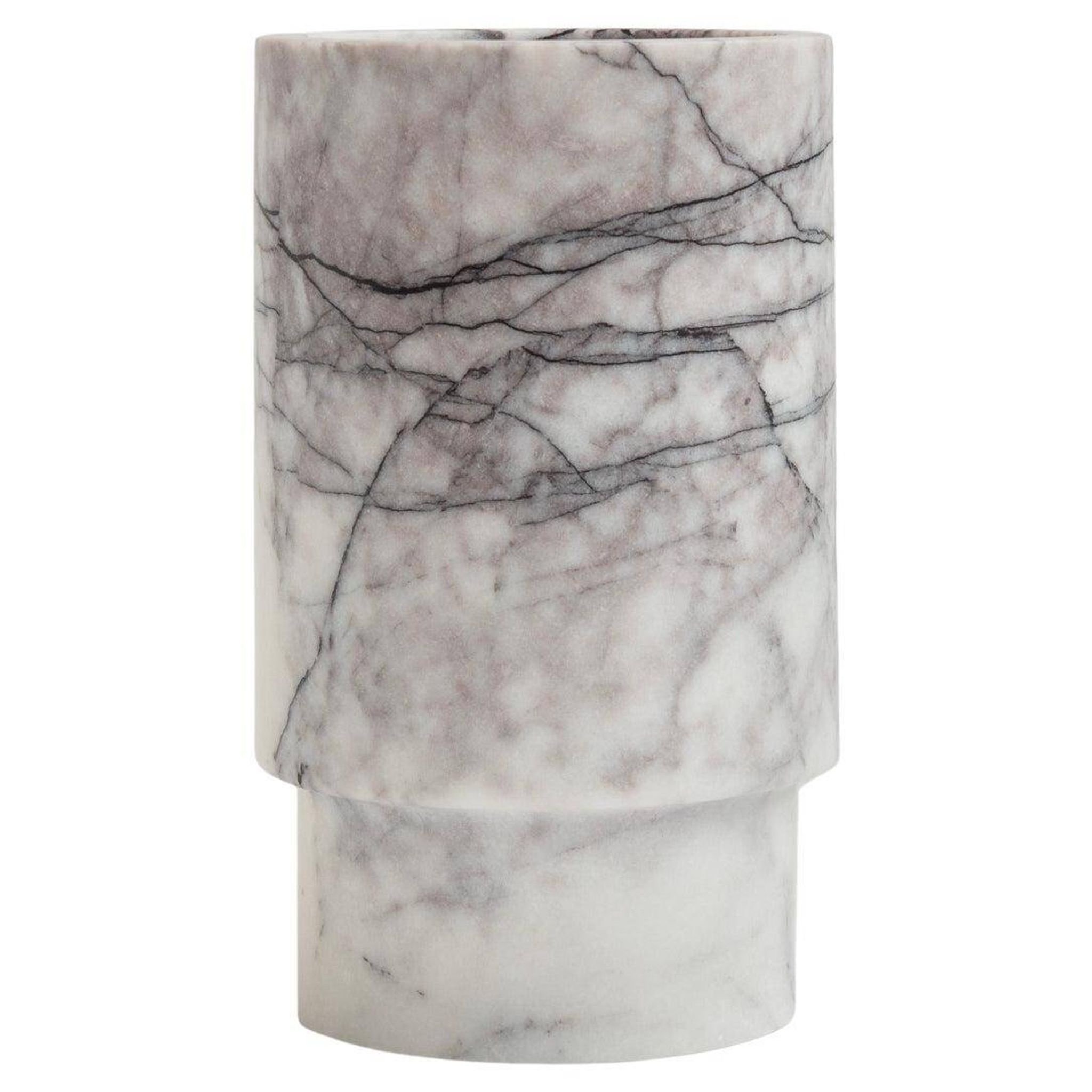 Vase and wine cooler in lilac white marble