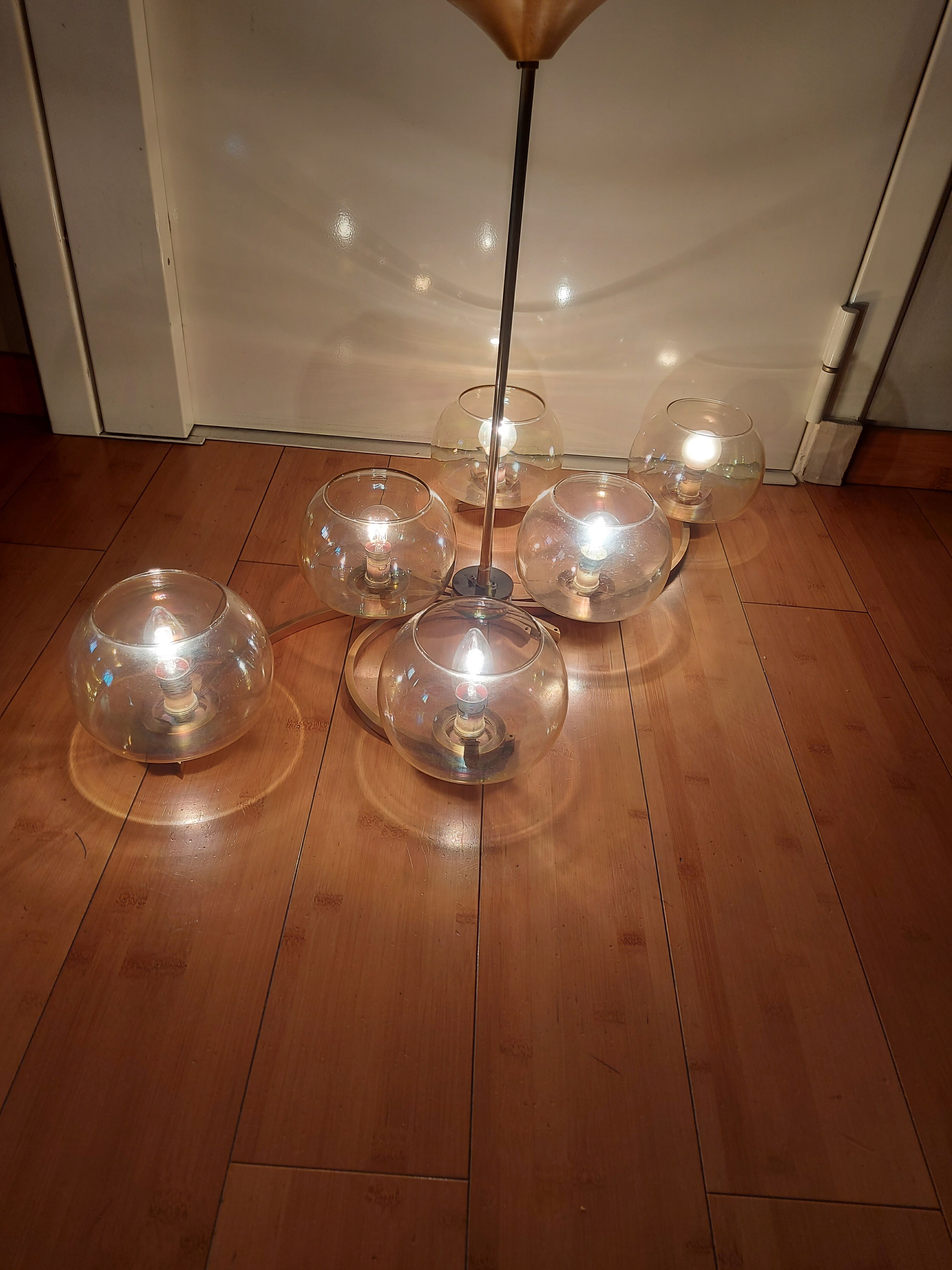 Lustre en laiton doré années 50'S