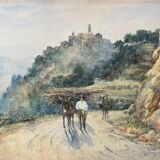 Watercolor painting circa 1900 Saint-Paul-de-Vence Alpes Maritime by MH Meyrick