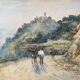 Watercolor painting circa 1900 Saint-Paul-de-Vence Alpes Maritime by MH Meyrick