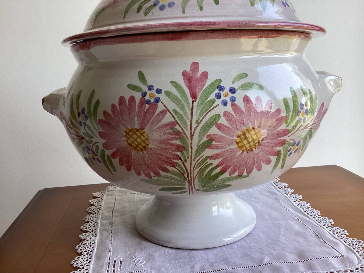 Vintage enameled pottery tureen