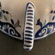 Old mustache cup and its under cup, Rouen earthenware