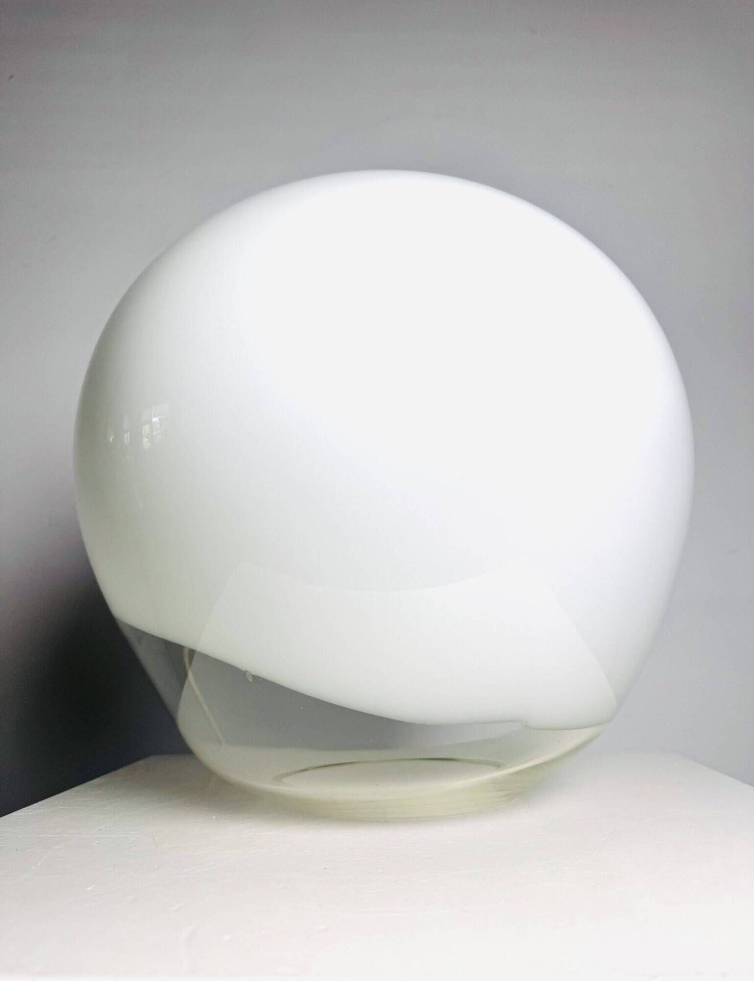 Large 'Nessa' Murano Glass Sphere Lamp In Opal White By Gino Vistosi For Vistosi, Italy 1970S