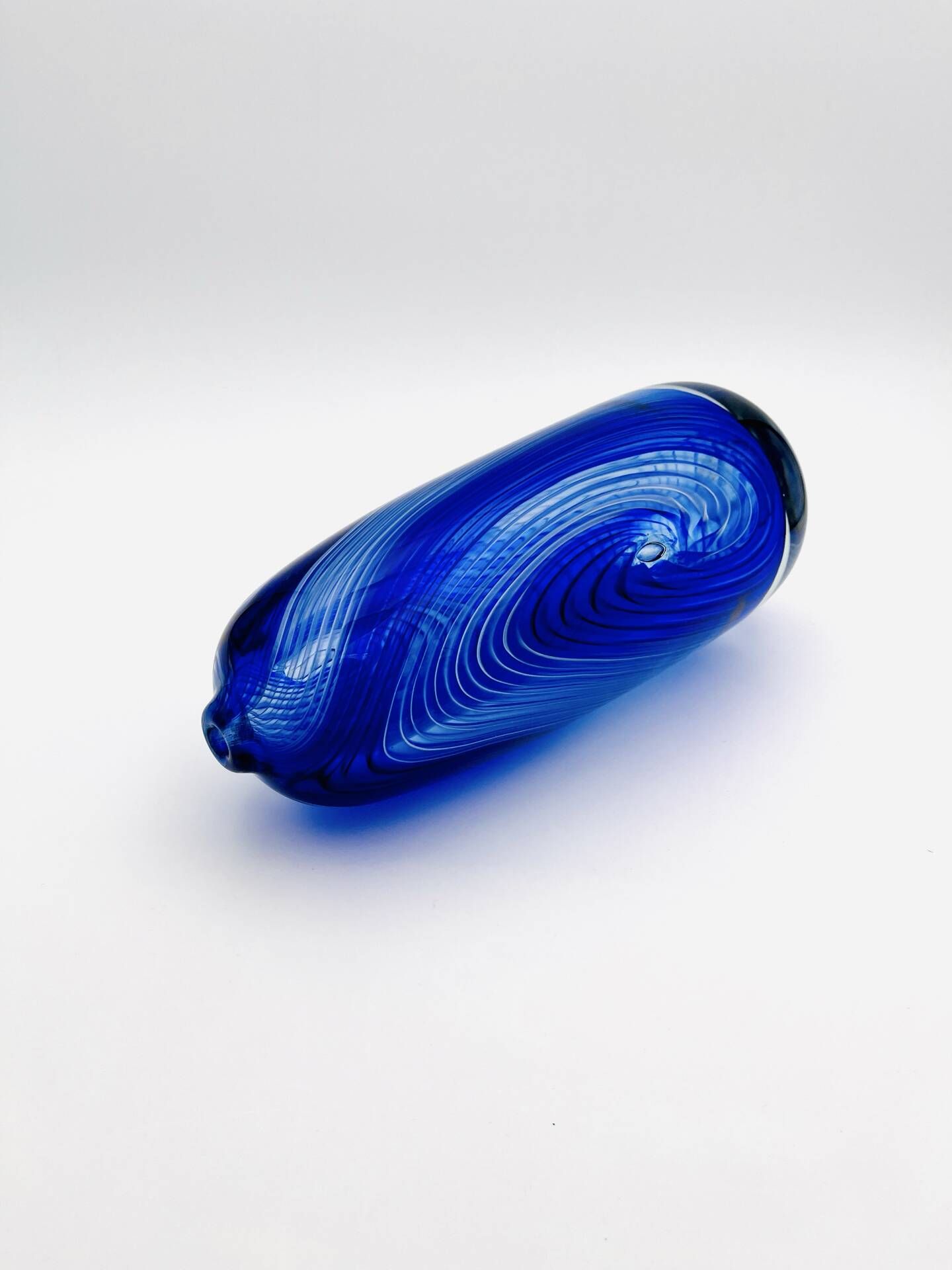 Large Vase R Pierini 1998 Blue White Glass Bubble 31cm 5kg Signed